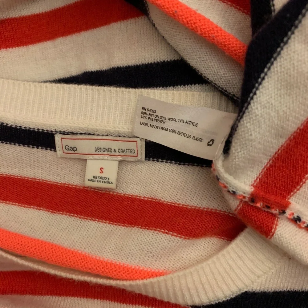 GAP Multi-Stripe Ivory 3/4 Sleeve Sweater